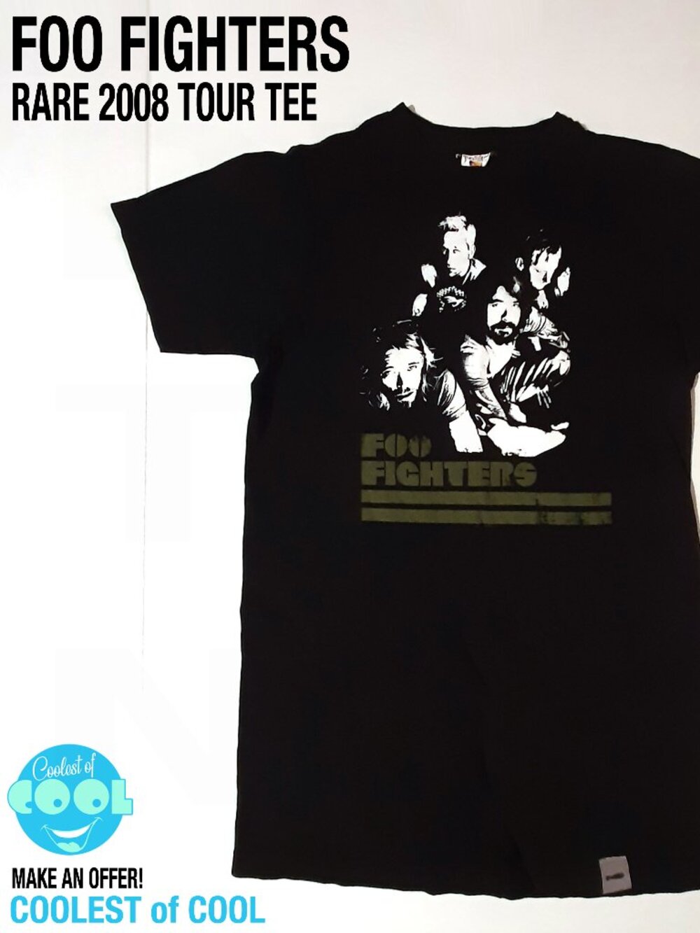 vintage 2008 Foo Fighters US Tour T Shirt black Bay Island tag Adult size Small